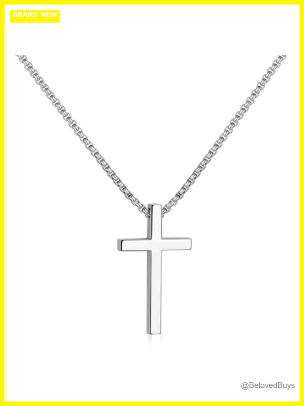 Pure Titanium Cross Necklace 3mm Square Rolo Box Chain Skin Friendly